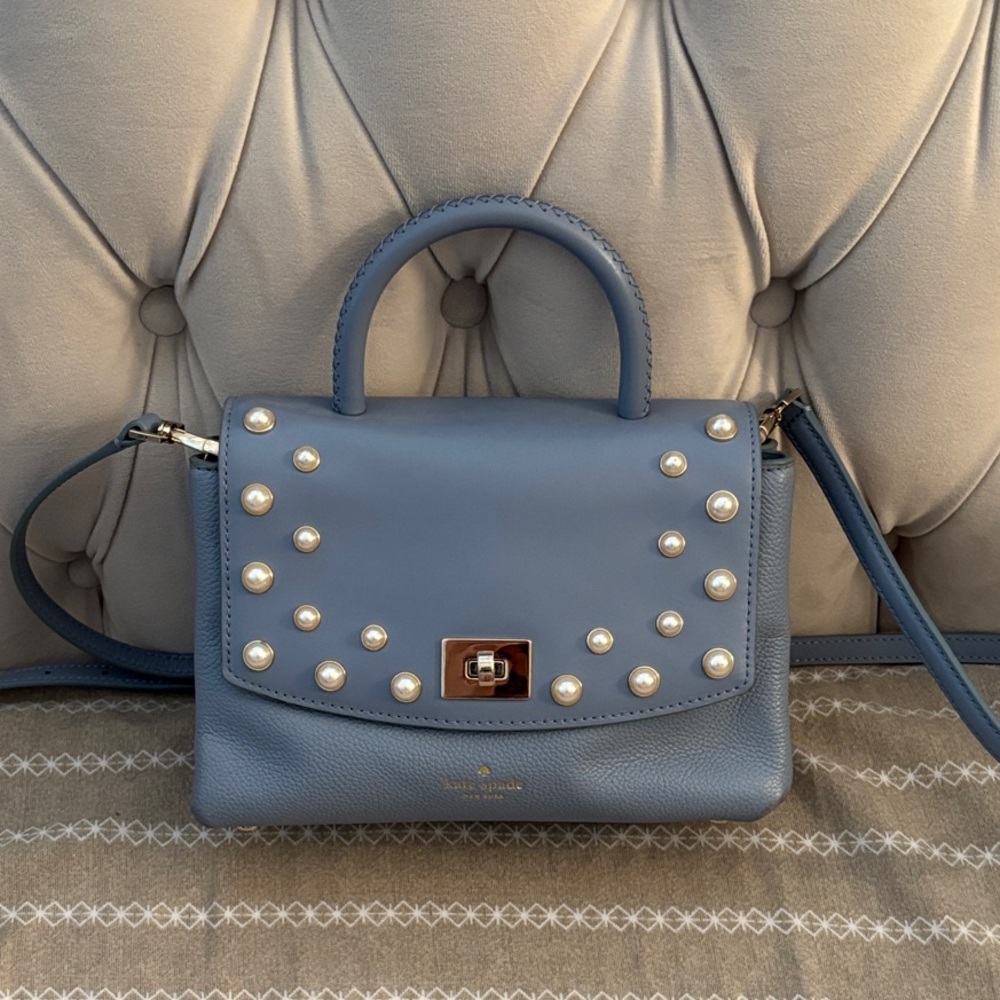 Kate Spade Light Blue Bag with Pearl Accents